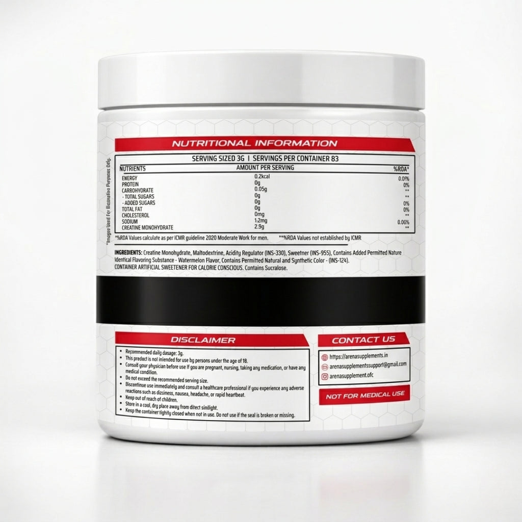 Ultra Micronised Creatine Monohydrate Watermelon with Free Shaker (250g,83 Servings)