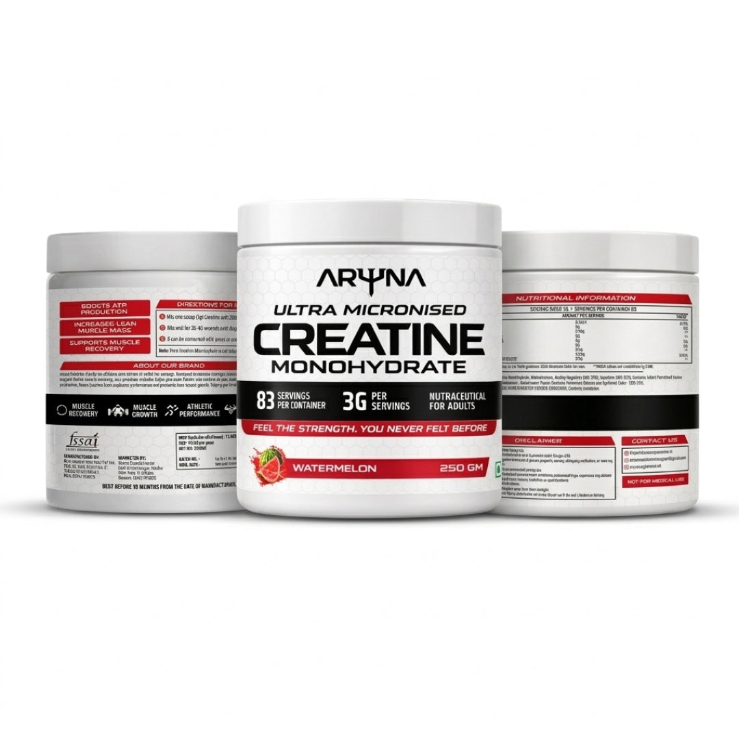 Ultra Micronised Creatine Monohydrate Watermelon with Free Shaker (250g,83 Servings)